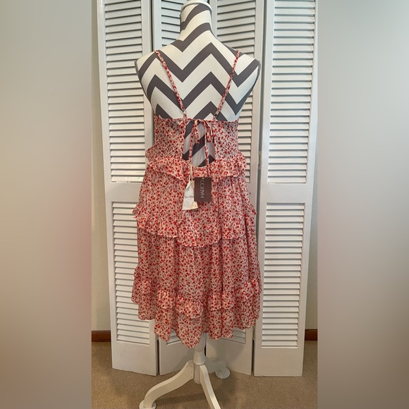 NEW - Hem & Thread Red Floral Tiered Babydoll Dress - Size: Medium - Picture 2 of 4